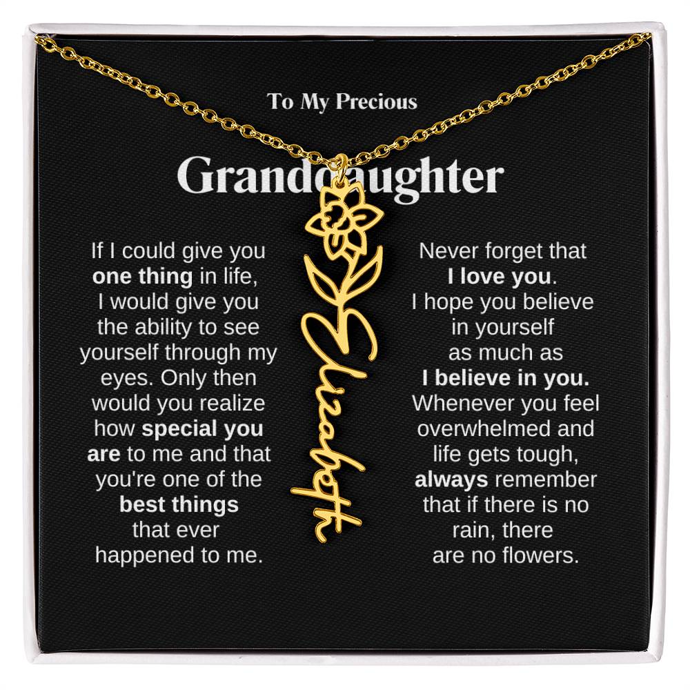 To My Granddaughter Flower Name Necklace