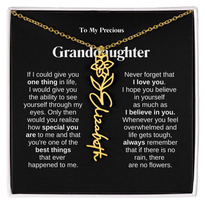 To My Granddaughter Flower Name Necklace