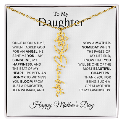 To My Daughter Birth Flower Necklace |