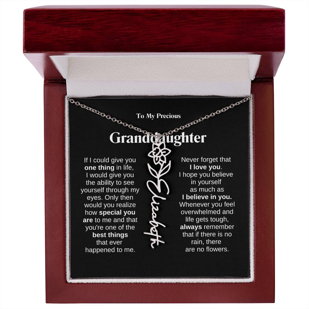 To My Granddaughter Flower Name Necklace