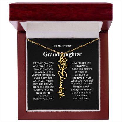To My Granddaughter Flower Name Necklace