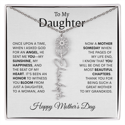 To My Daughter--Happy Mother's Day Birth Flower Name Necklace