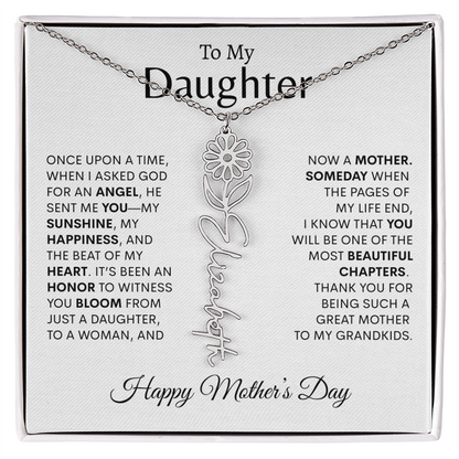 To My Daughter Birth Flower Necklace |