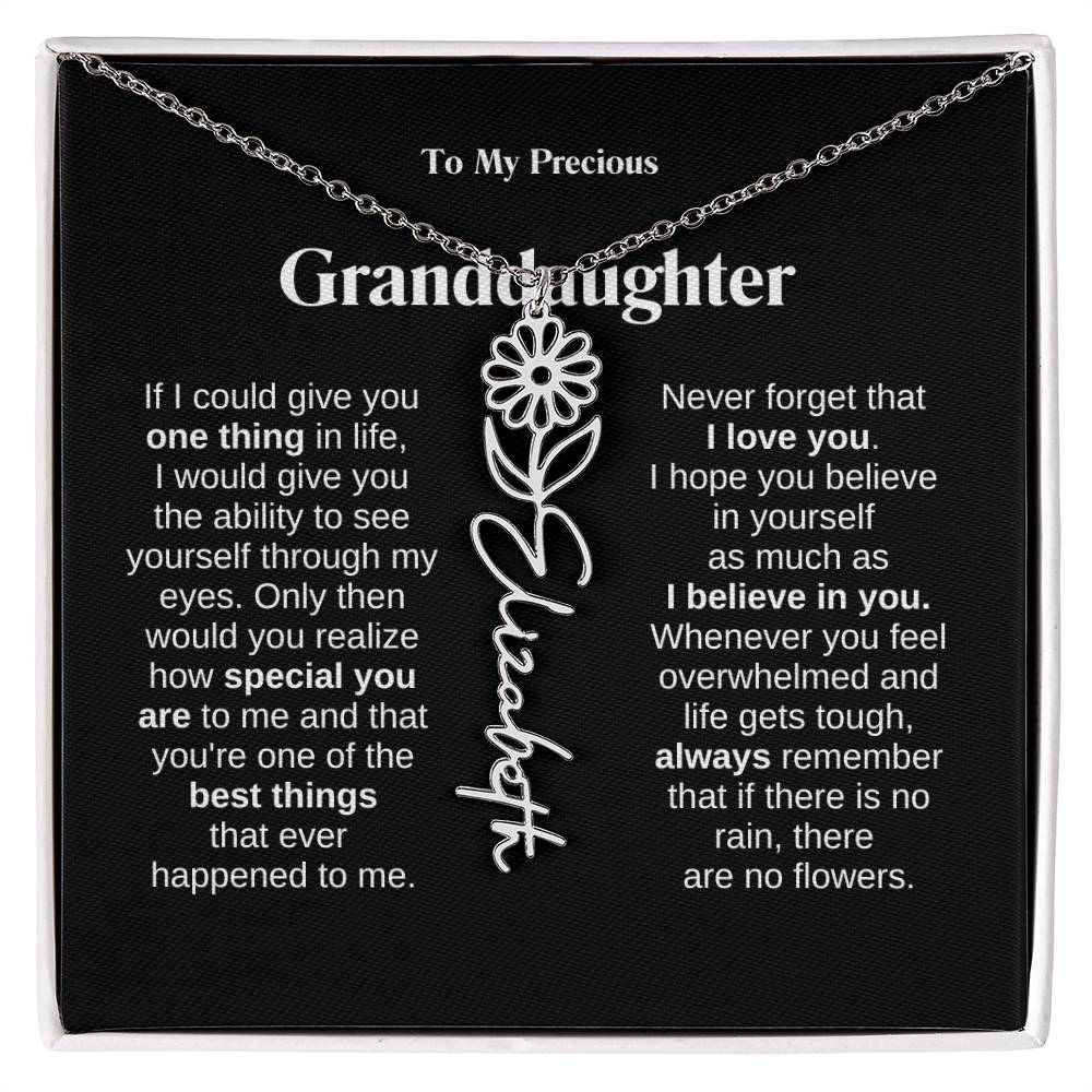To My Granddaughter Flower Name Necklace