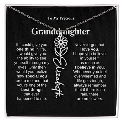 To My Granddaughter Flower Name Necklace