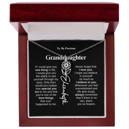 To My Granddaughter Flower Name Necklace