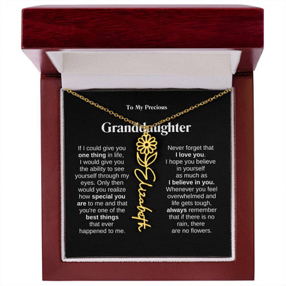 To My Granddaughter Flower Name Necklace