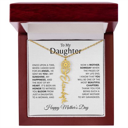 To My Daughter Birth Flower Necklace |