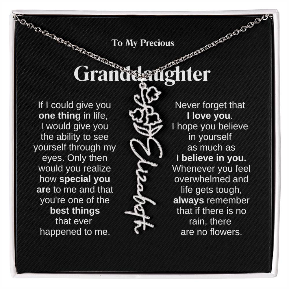To My Granddaughter Flower Name Necklace
