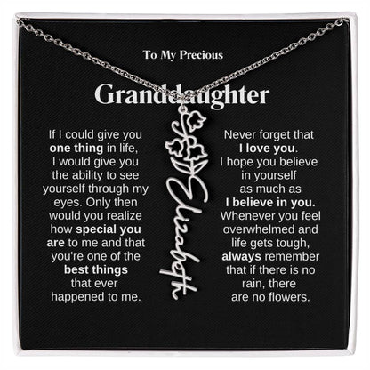 To My Granddaughter Flower Name Necklace