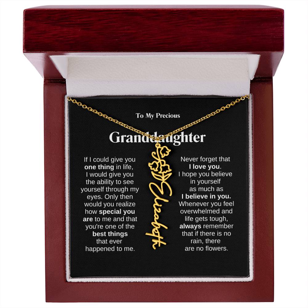 To My Granddaughter Flower Name Necklace