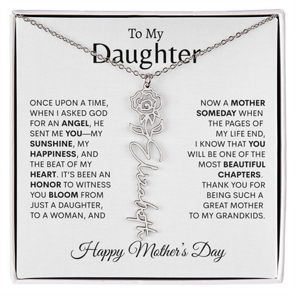 To My Daughter--Happy Mother's Day Birth Flower Name Necklace