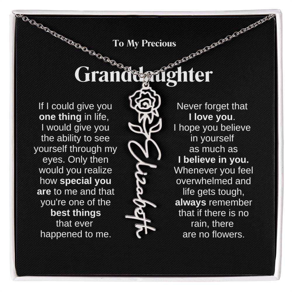 To My Granddaughter Flower Name Necklace