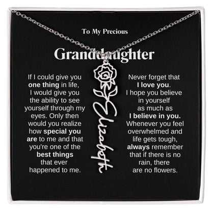 To My Granddaughter Flower Name Necklace