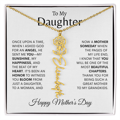 To My Daughter--Happy Mother's Day Birth Flower Name Necklace