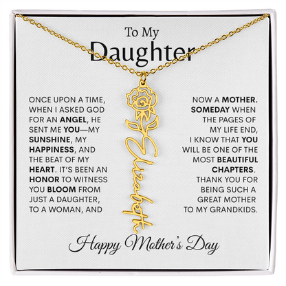 To My Daughter Birth Flower Necklace |