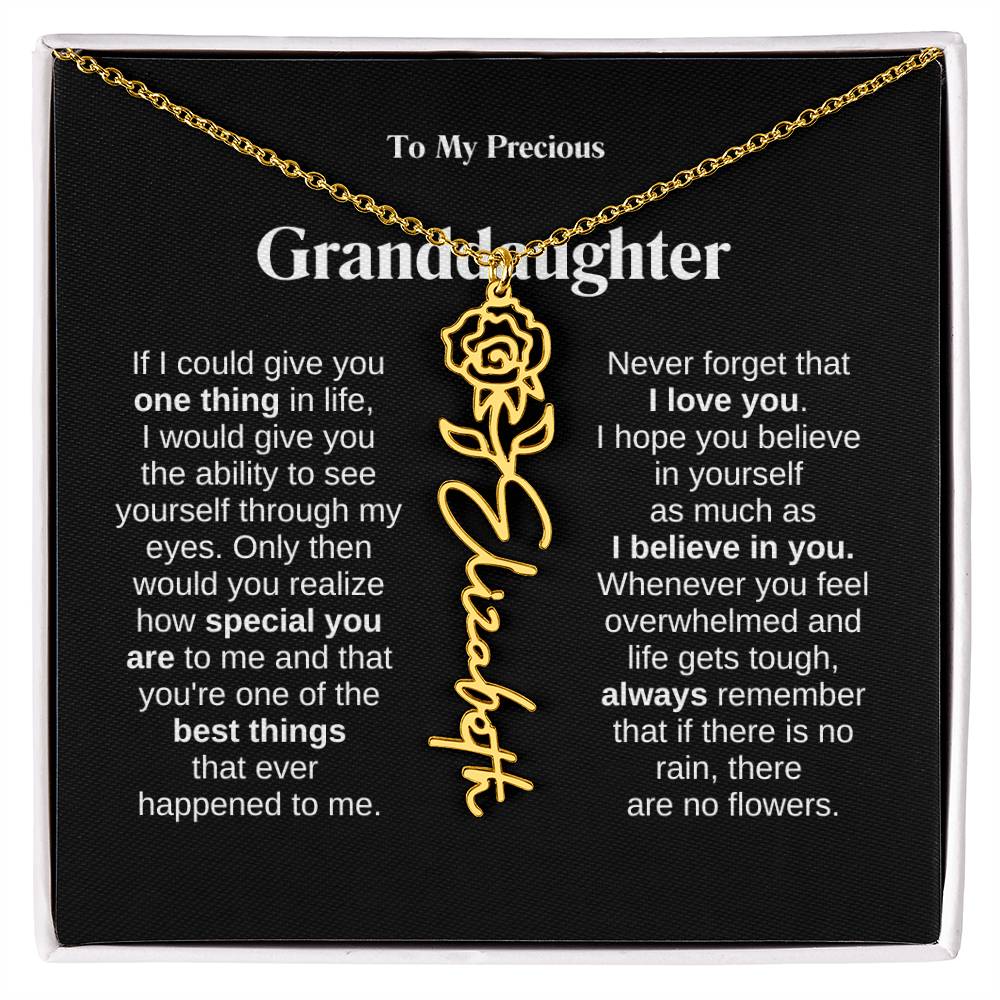To My Granddaughter Flower Name Necklace