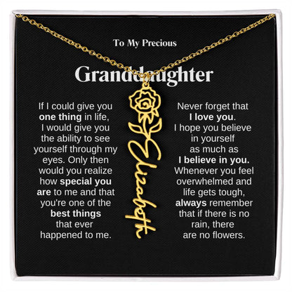 To My Granddaughter Flower Name Necklace