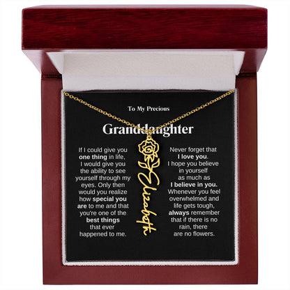 To My Granddaughter Flower Name Necklace