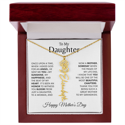 To My Daughter Birth Flower Necklace |