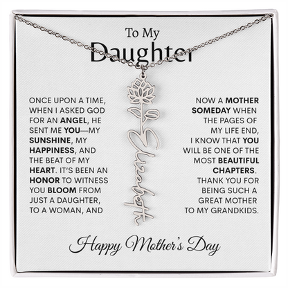 To My Daughter--Happy Mother's Day Birth Flower Name Necklace