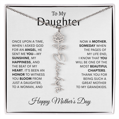 To My Daughter Birth Flower Necklace |