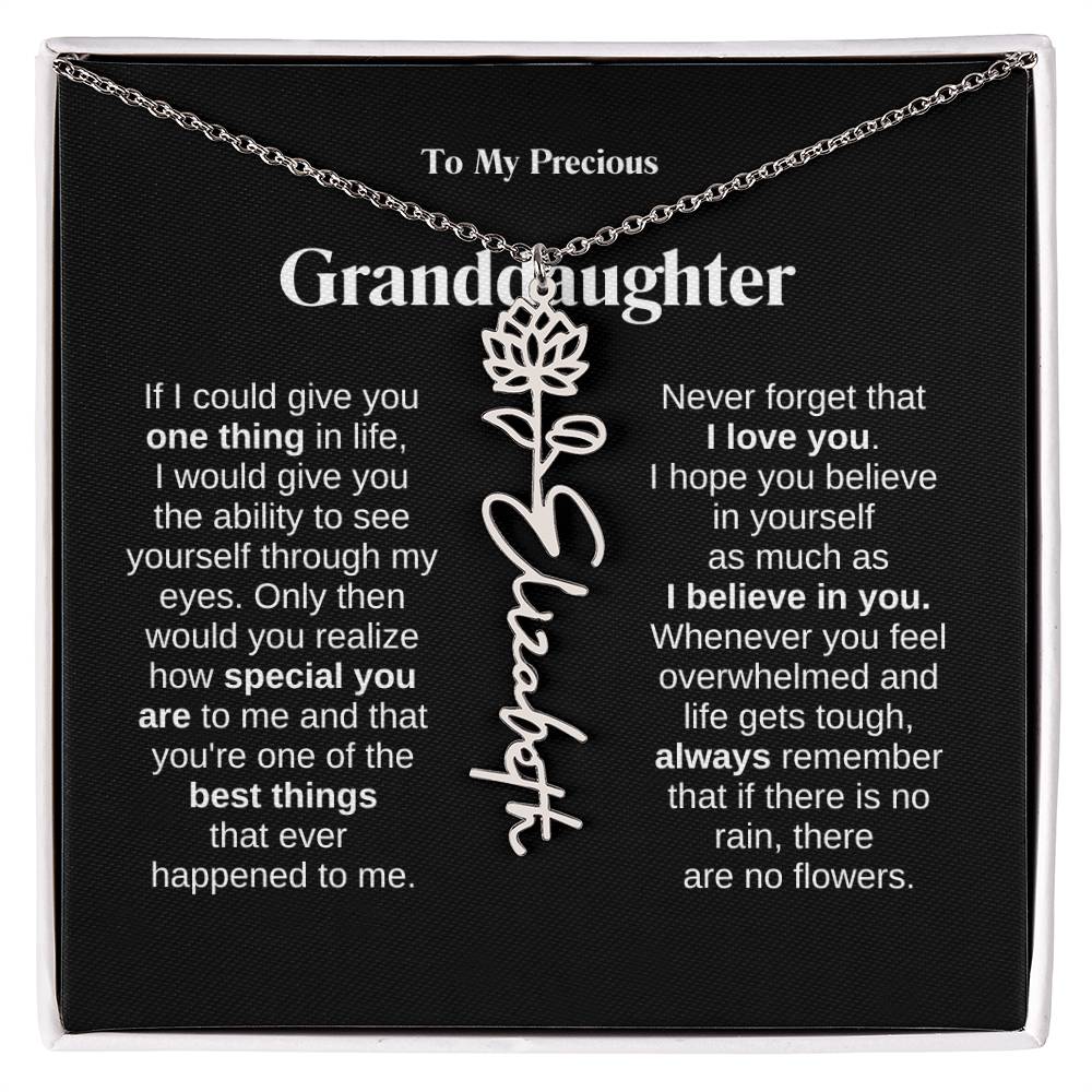 To My Granddaughter Flower Name Necklace