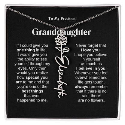 To My Granddaughter Flower Name Necklace