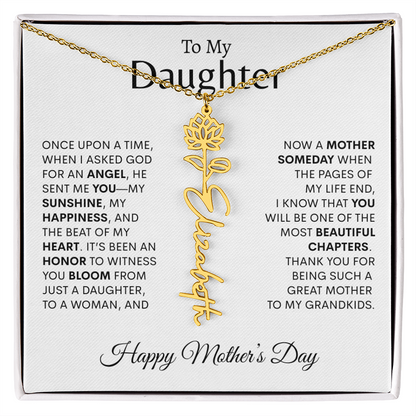 To My Daughter--Happy Mother's Day Birth Flower Name Necklace