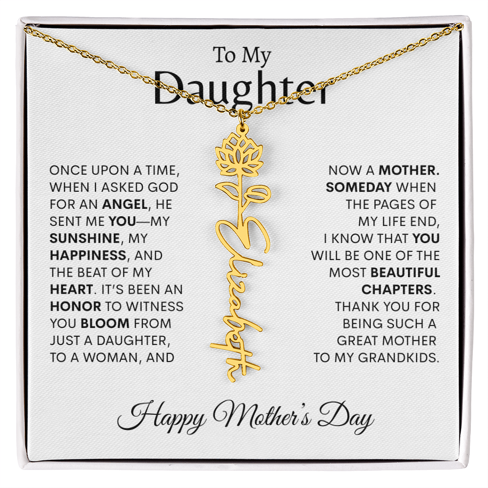 To My Daughter Birth Flower Necklace |