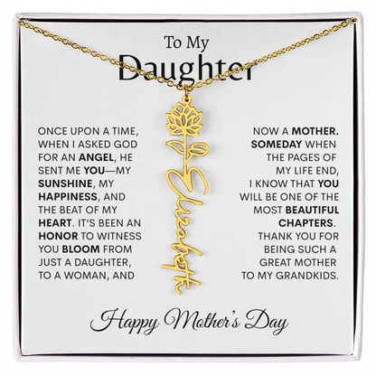 To My Daughter Birth Flower Necklace |