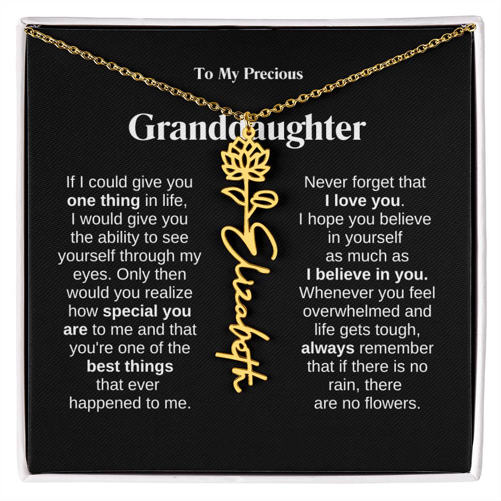 To My Granddaughter Flower Name Necklace