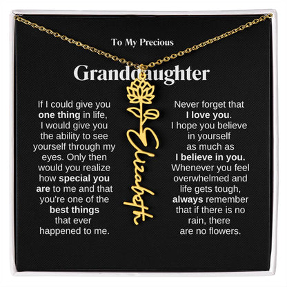 To My Granddaughter Flower Name Necklace
