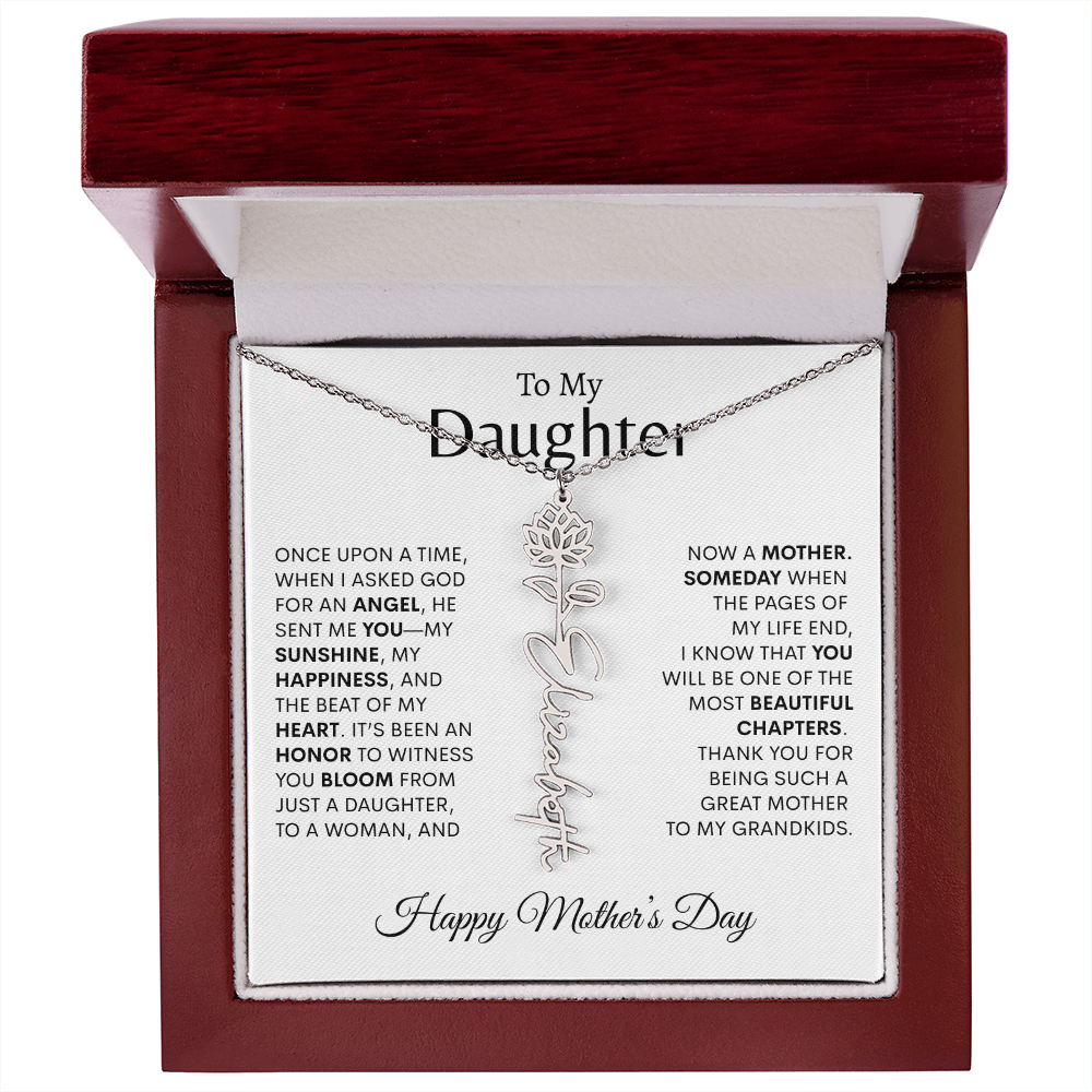 To My Daughter Birth Flower Necklace |