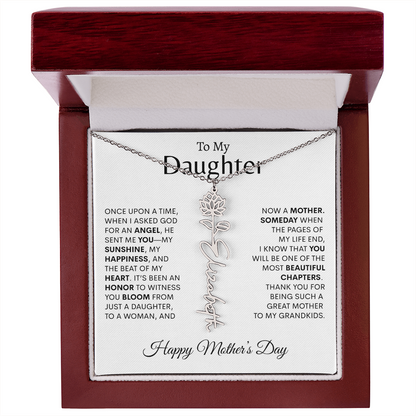 To My Daughter Birth Flower Necklace |