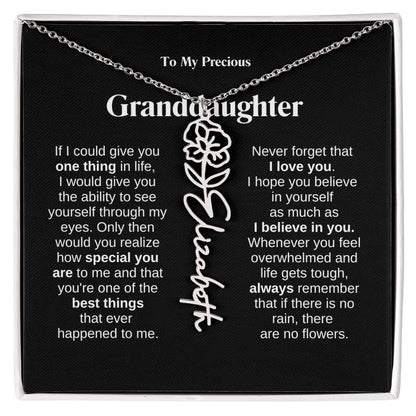 To My Granddaughter Flower Name Necklace