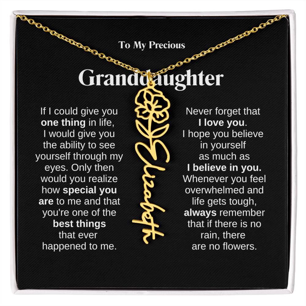 To My Granddaughter Flower Name Necklace