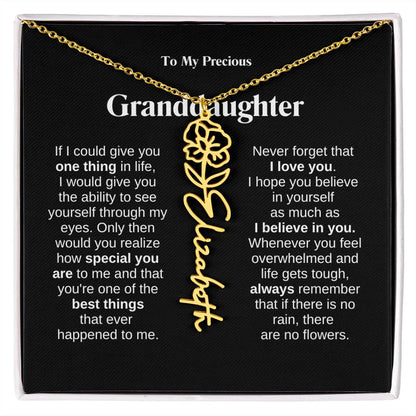 To My Granddaughter Flower Name Necklace
