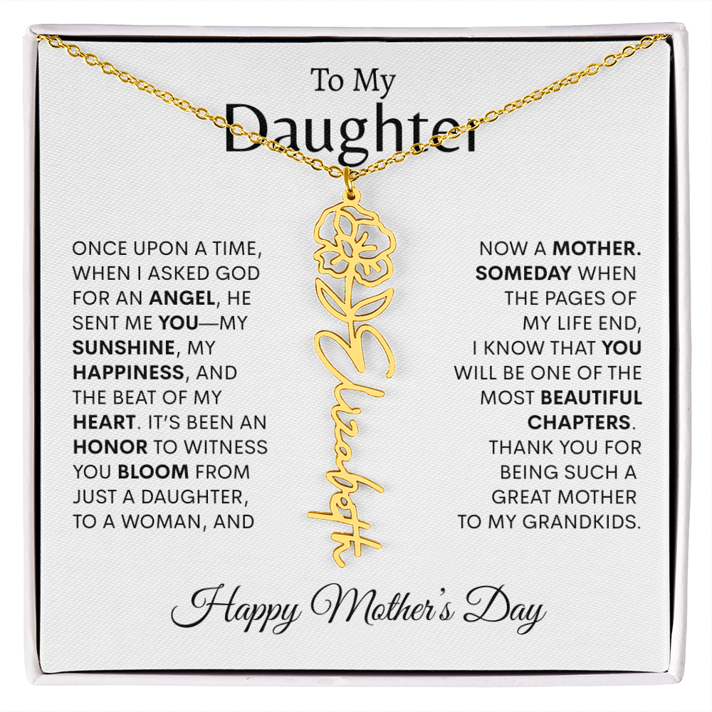 To My Daughter Birth Flower Necklace |