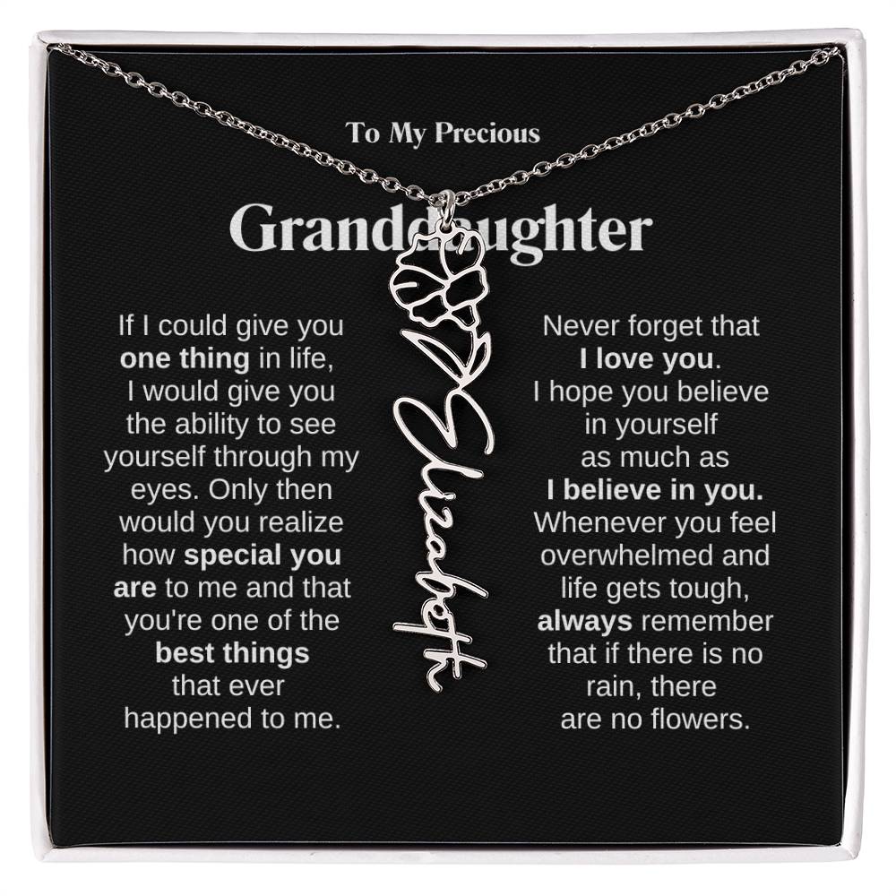 To My Granddaughter Flower Name Necklace