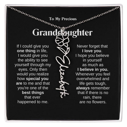 To My Granddaughter Flower Name Necklace