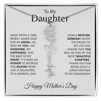 To My Daughter Birth Flower Necklace |