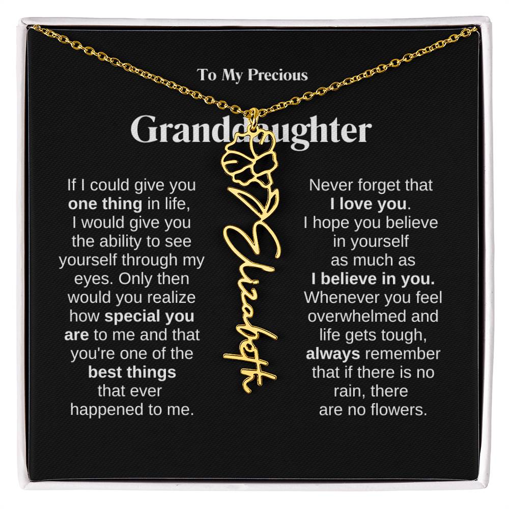 To My Granddaughter Flower Name Necklace