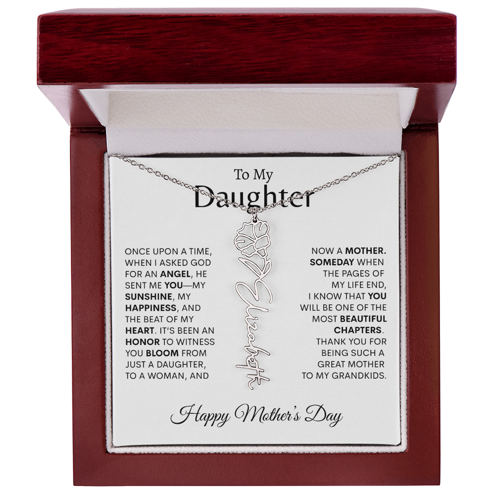 To My Daughter Birth Flower Necklace |