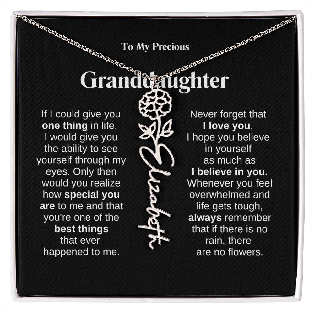 To My Granddaughter Flower Name Necklace