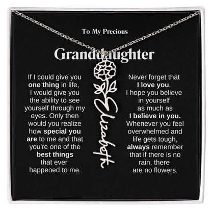 To My Granddaughter Flower Name Necklace