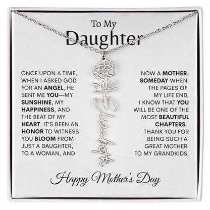 To My Daughter Birth Flower Necklace |