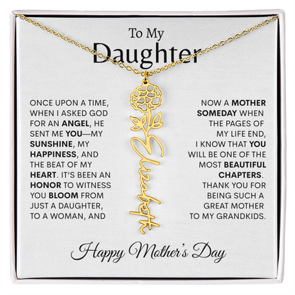To My Daughter--Happy Mother's Day Birth Flower Name Necklace