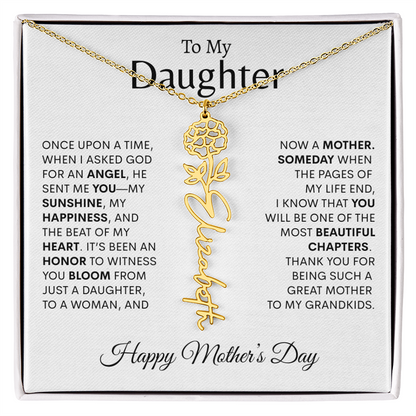 To My Daughter Birth Flower Necklace |