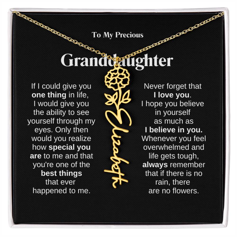 To My Granddaughter Flower Name Necklace